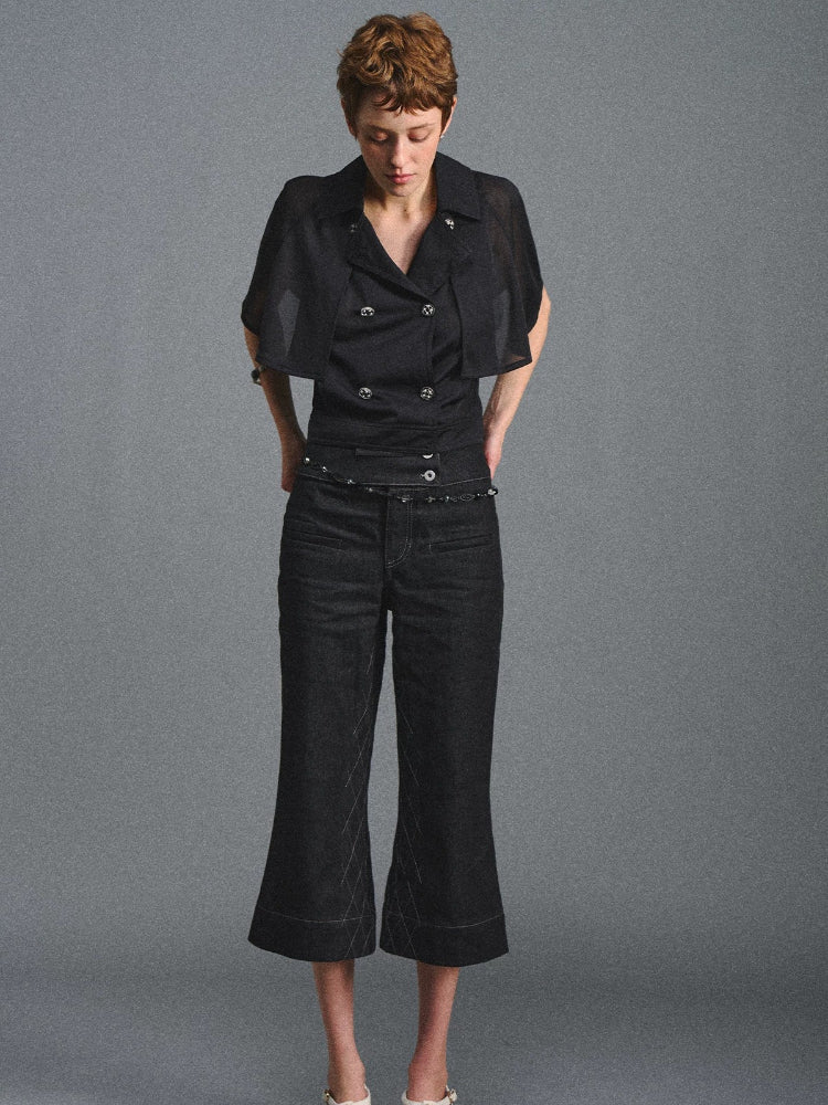 Detachable Cape Two-Piece Chiffon Top
