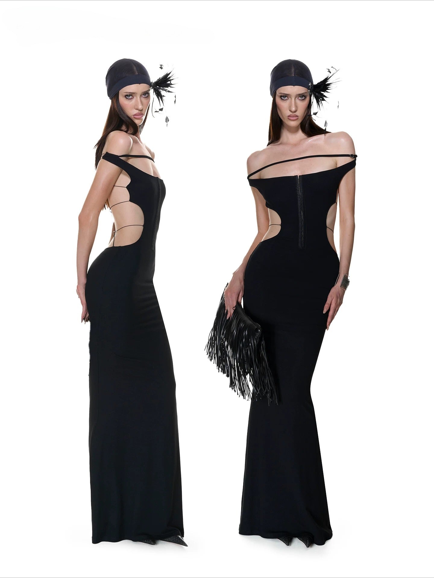 Black Lace-Up Halter Maxi Dress