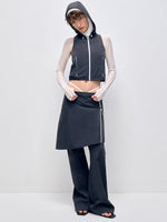 Color-block Hooded Zipper Vest & Pant Set