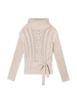 Cable Knit Mock Two-Piece Turtleneck Sweater