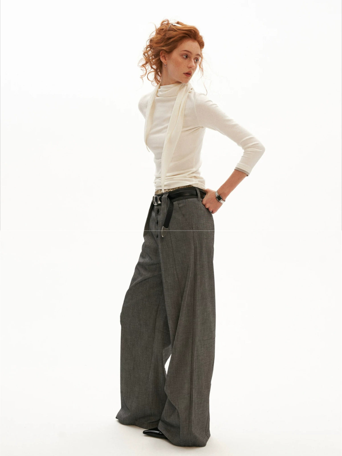Structured Linen Blend Wide Leg Trousers