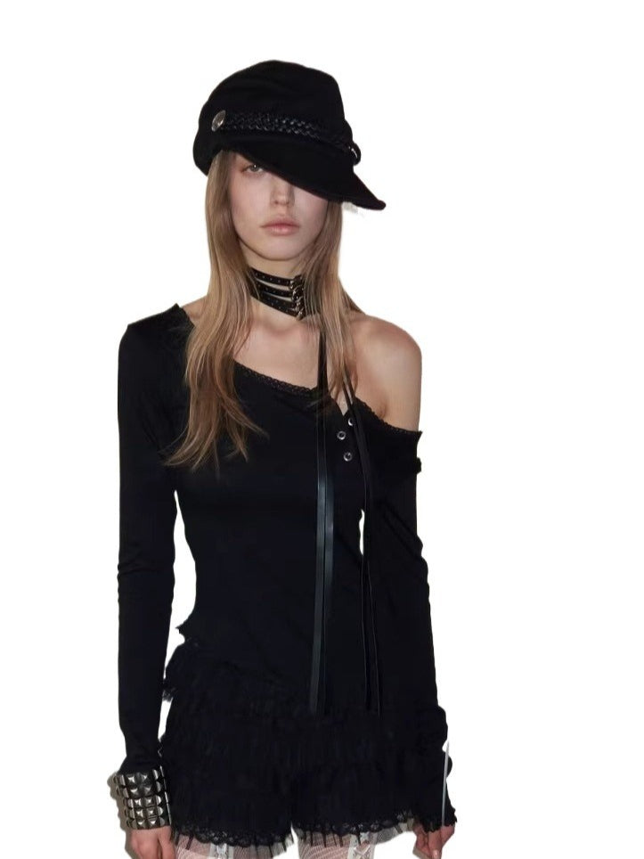 Lace Trim Henley Top