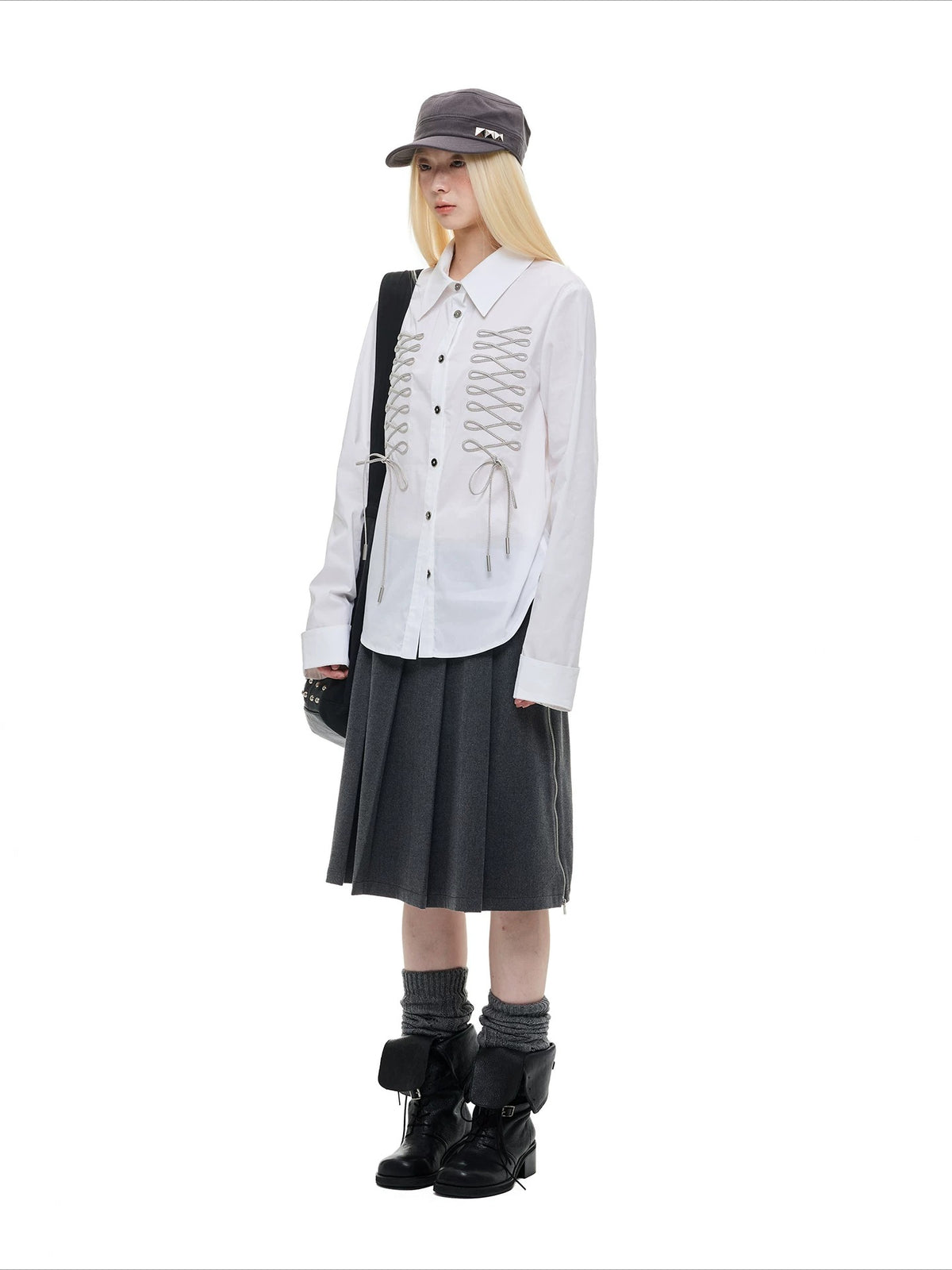 Lace-Up Bow Detail Relaxed Shirt