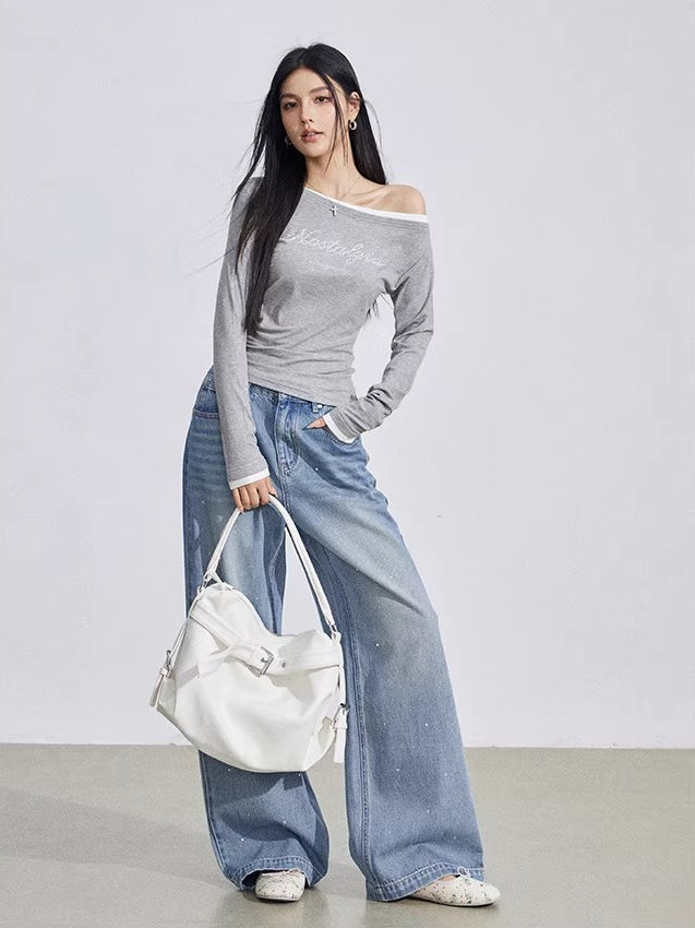 Asymmetric Rhinestone Tee