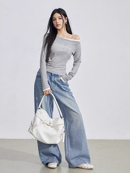 Asymmetric Rhinestone Tee