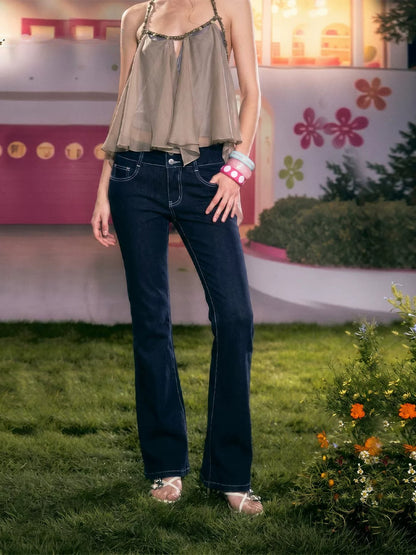 Rhinestone Flare Jeans