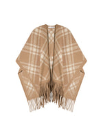 Retro Check Tassel Cape Scarf