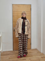 Vintage Red Plaid Brushed Cotton Wide-Leg Pants