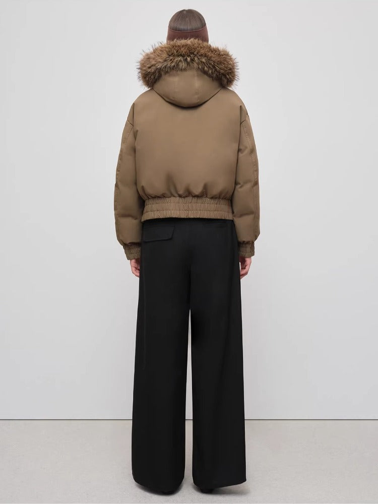 Beige &amp; Brown Faux Fur Down Parka