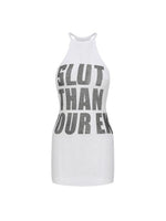 Letter Print Halter Knit Dress