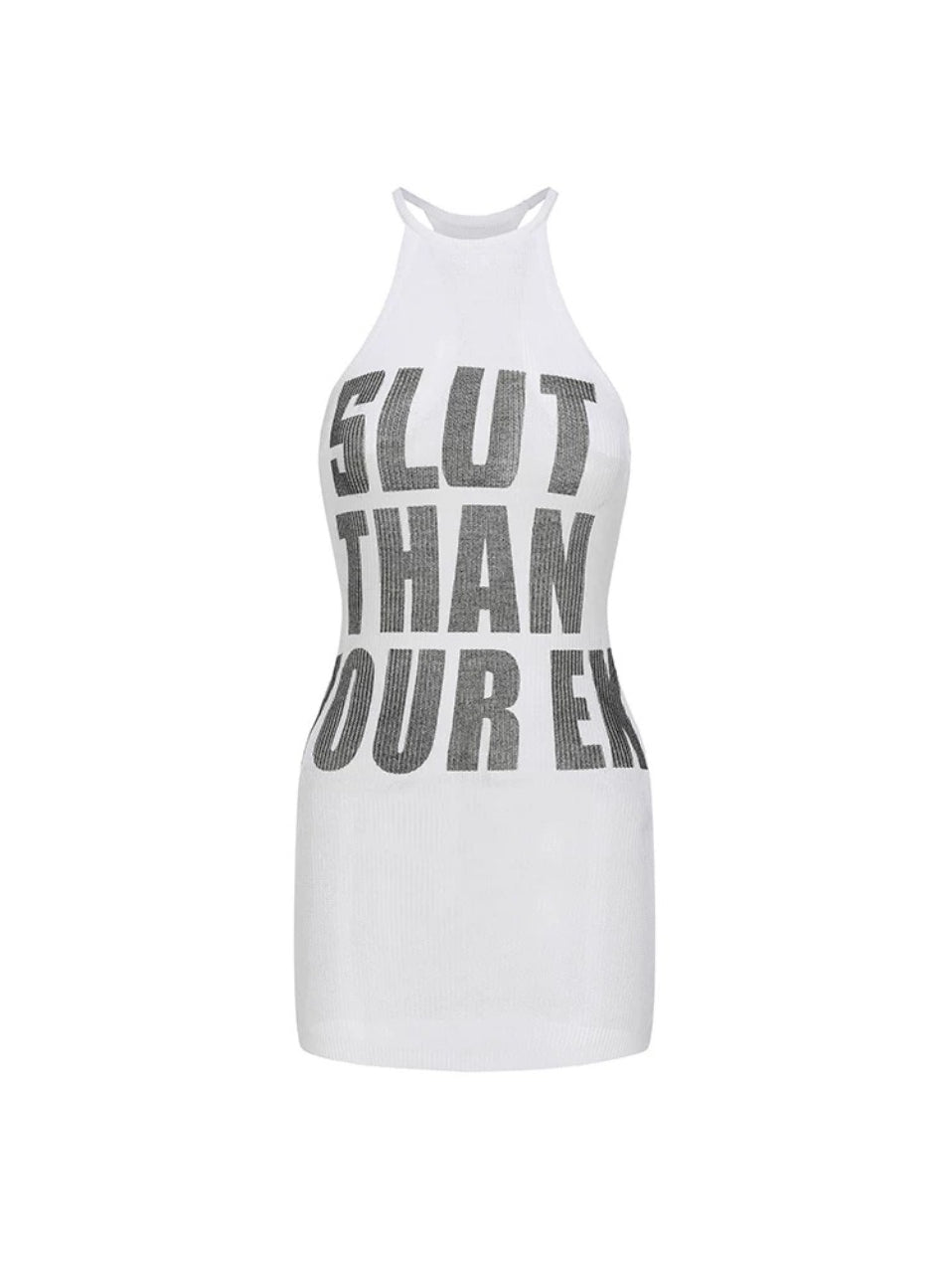 Letter Print Halter Knit Dress