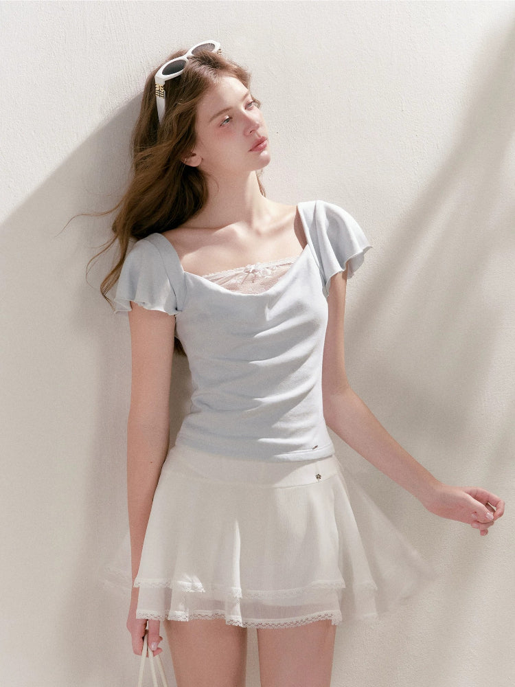 Lace Chiffon Layered Skirt