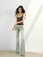 Studded Raw-Hem Flared Jeans