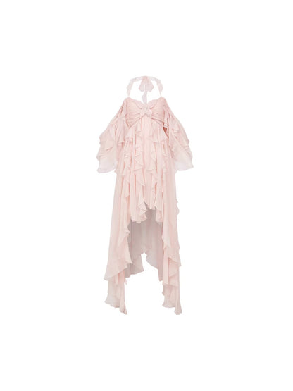 Guggi Printed Chiffon Halter Dress