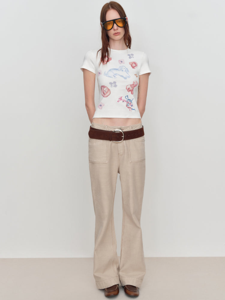3D Animal Print Embroidered T-Shirt