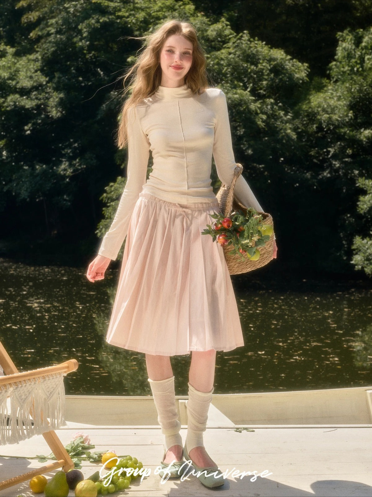 Pleated Floral Skirt