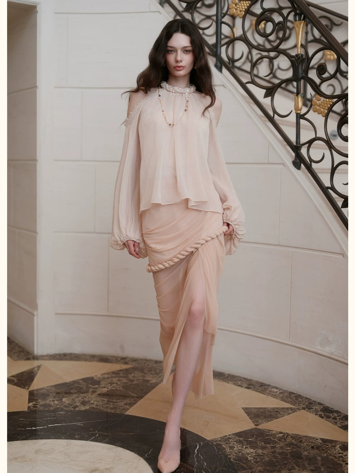 Puff Sleeve Chiffon Blouse