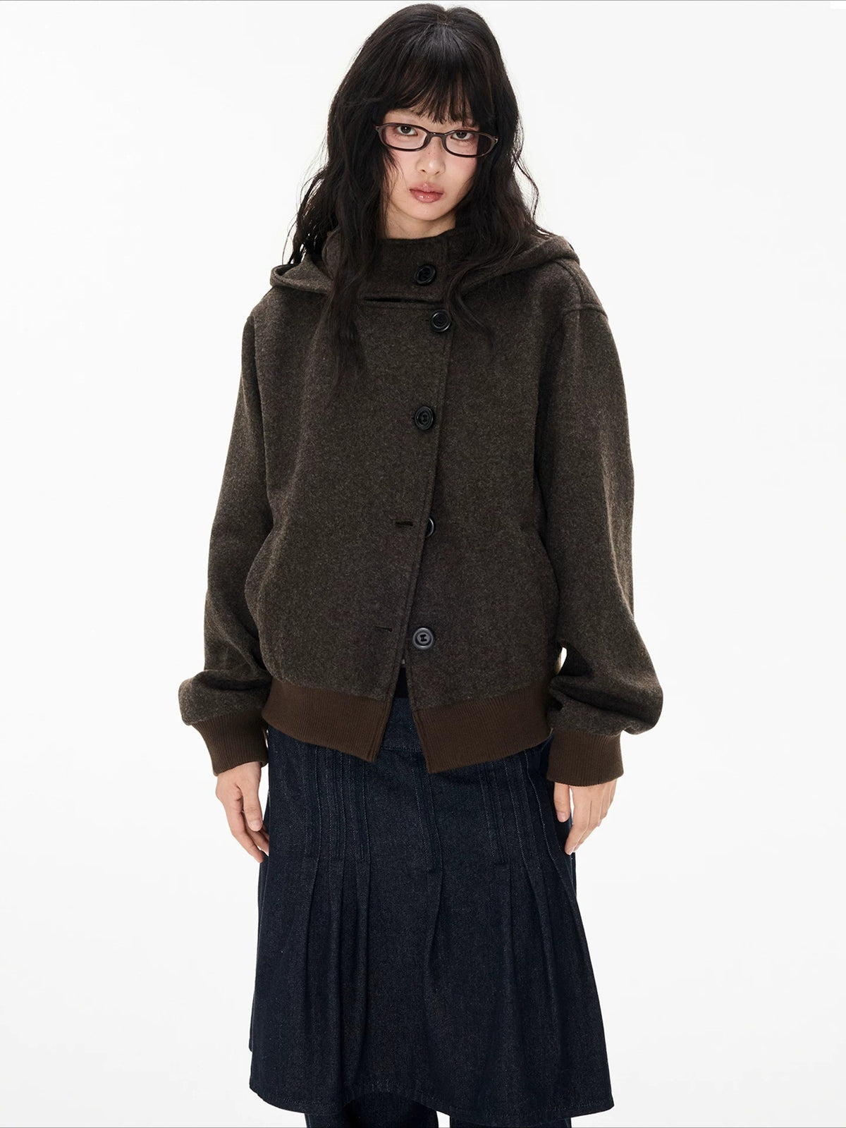 Hooded Wool Blend Jacket
