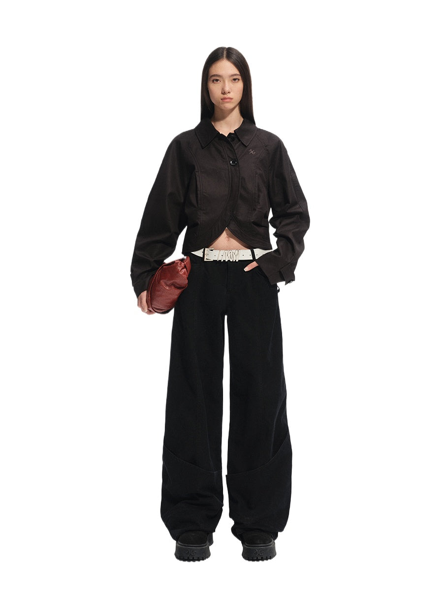 Black &amp; Brown Lyocell-Cotton Moto Jacket