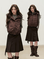 Reversible Floral Detachable Hood Down Vest