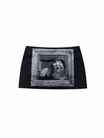 Framed Dog Satin Mini Skirt