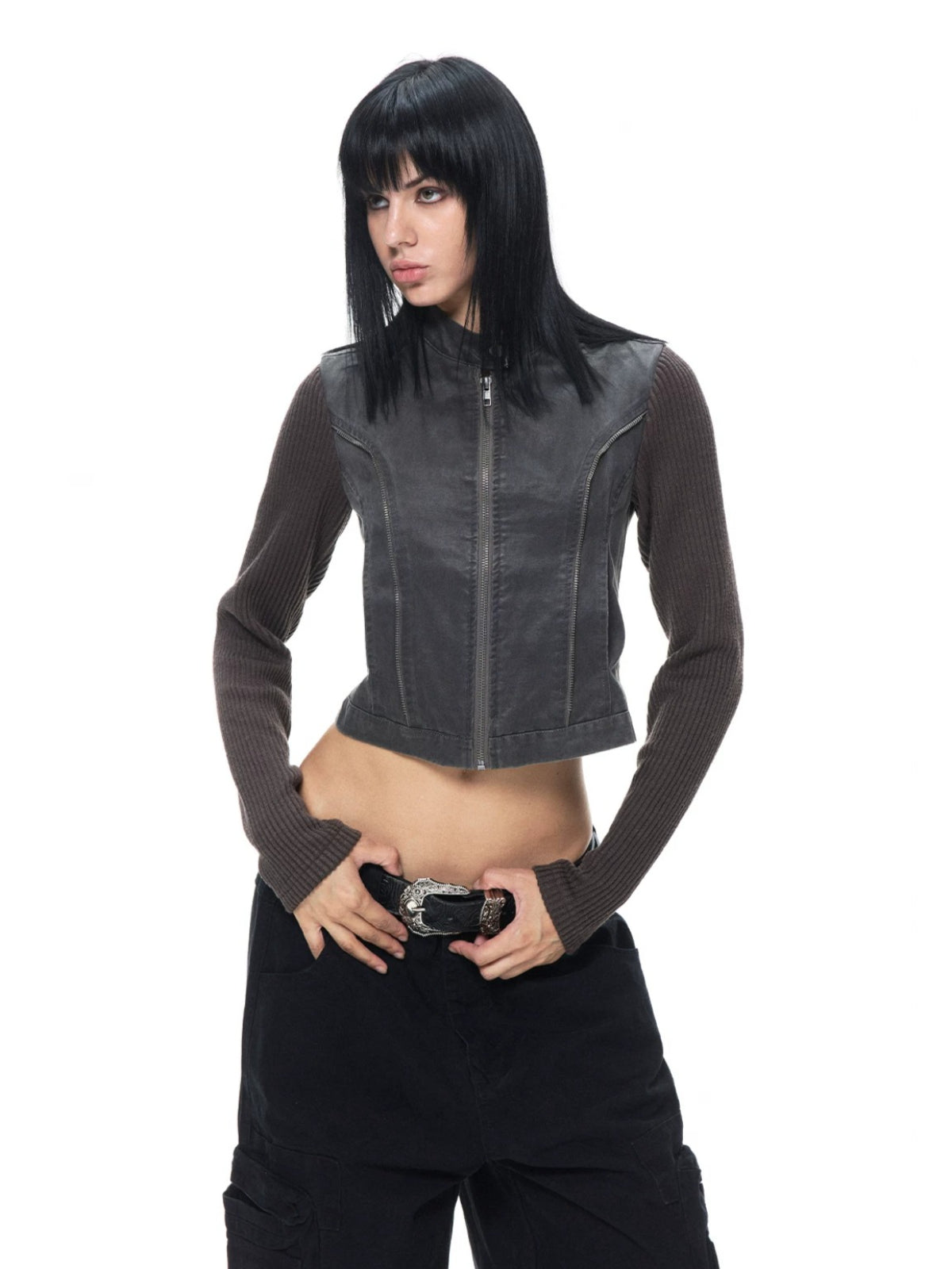 Vintage Stand Collar Utility Jacket