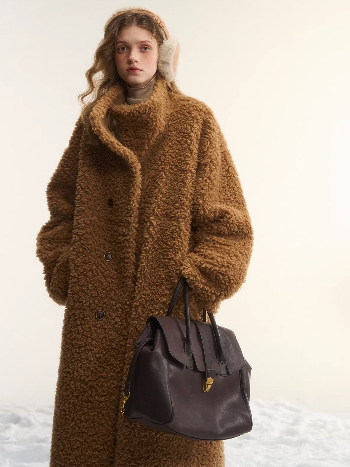 Two-Way Reversible Shearling Wool Coat