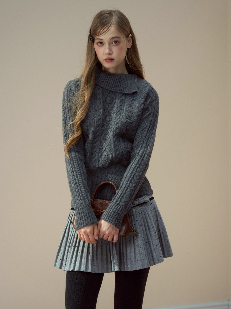 Cable-Knit Mock-Neck Sweater