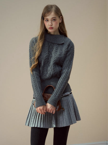 Cable-Knit Mock-Neck Sweater