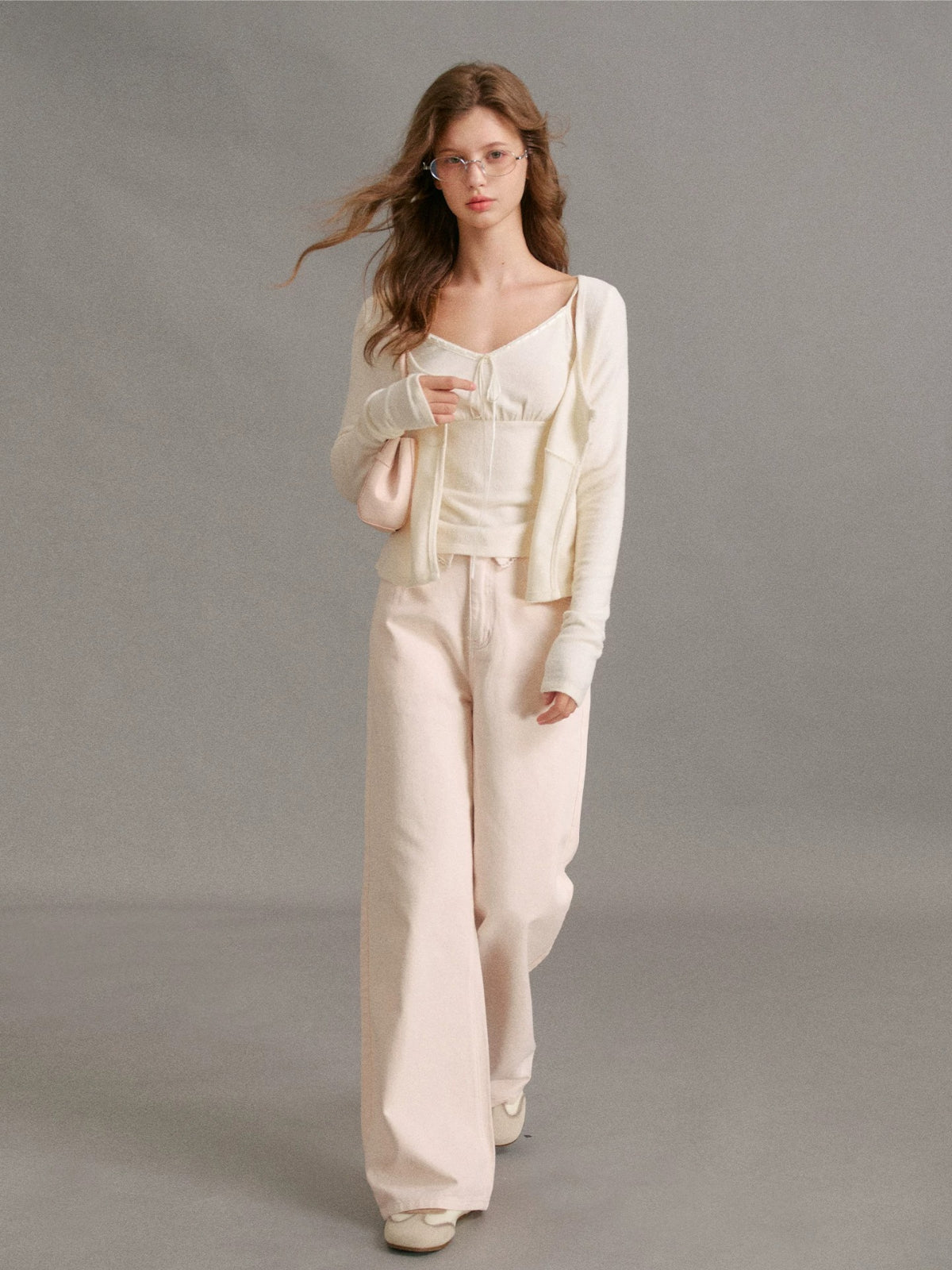 Velvet Tie Front Knit Layered Set