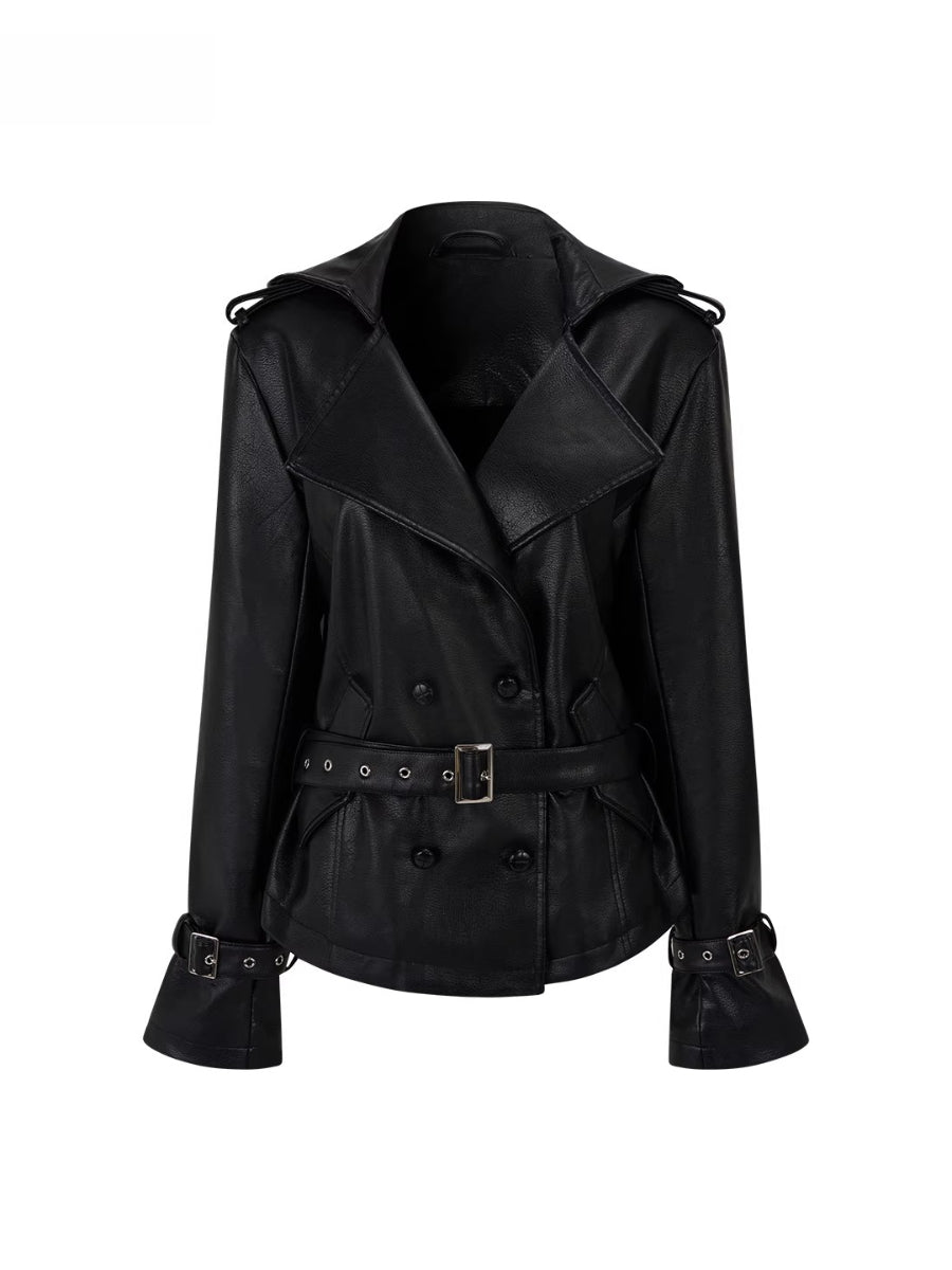 Black Heavy Duty Hooded Leather Jacket
