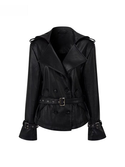 Black Heavy Duty Hooded Leather Jacket
