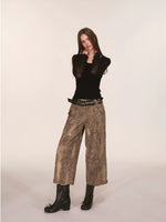 Washed Leopard Print Wide Leg Pants
