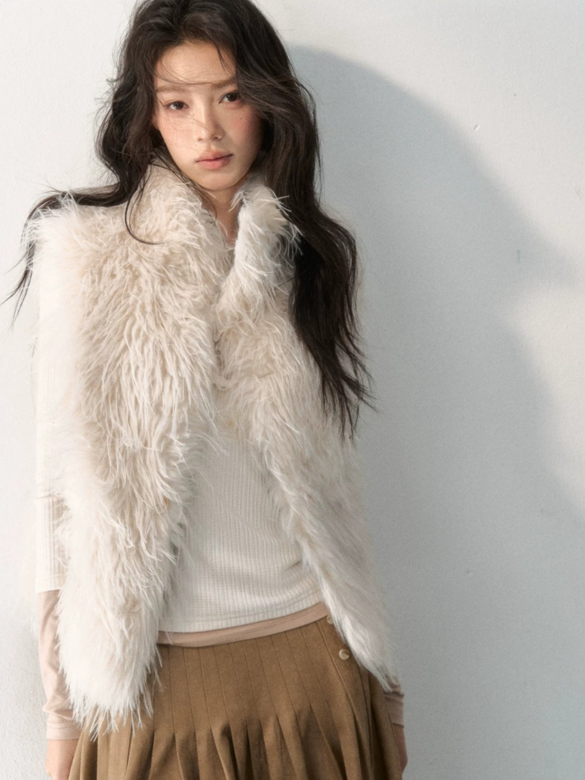Reversible Plaid Faux Fur Vest