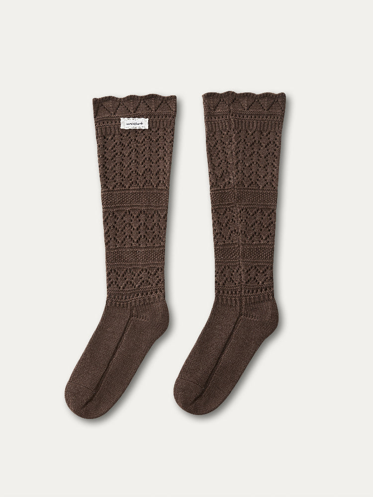Wool Blend Crochet Mid-Calf Socks