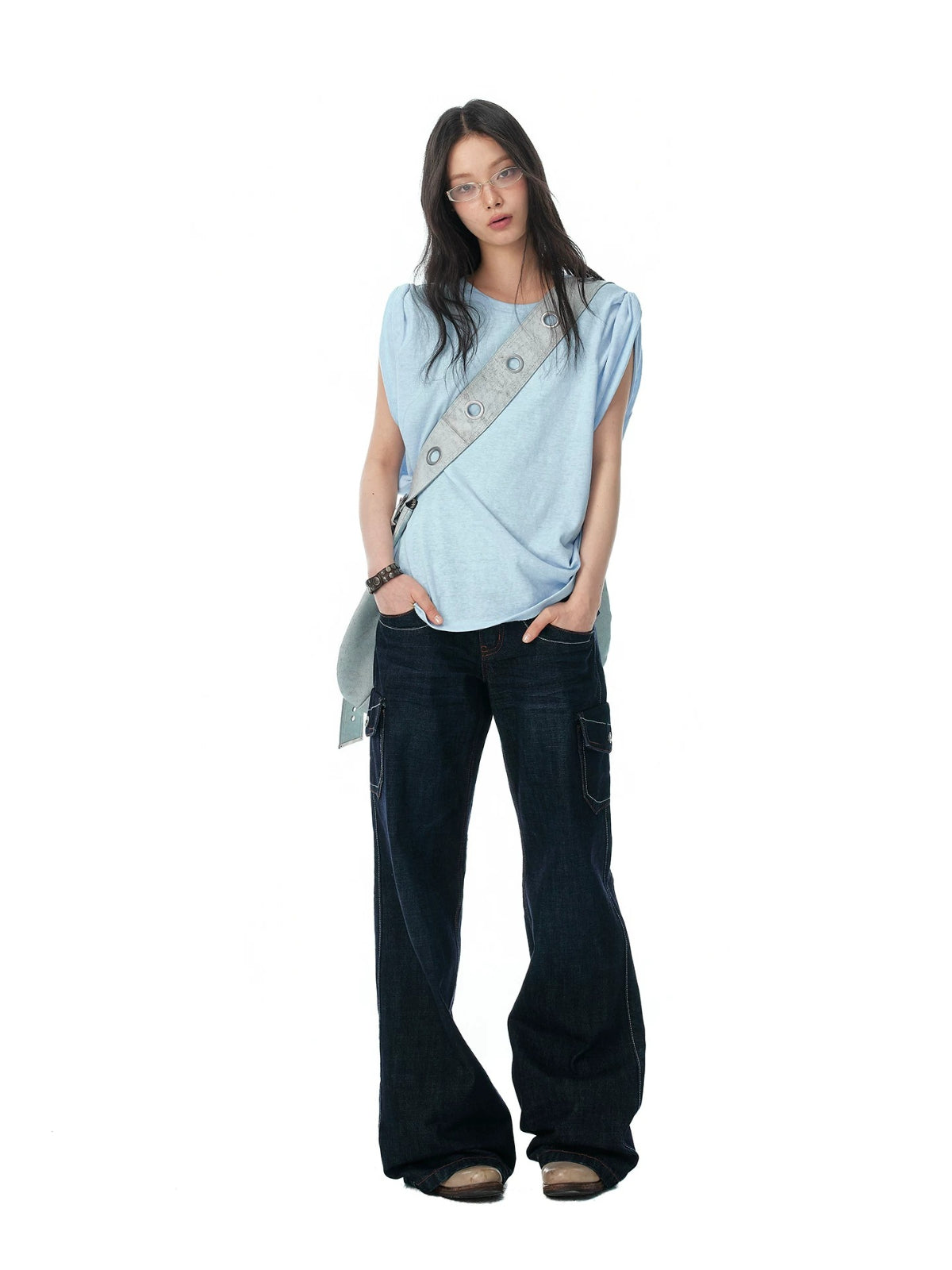Textured Cotton Sleeveless T-Shirt