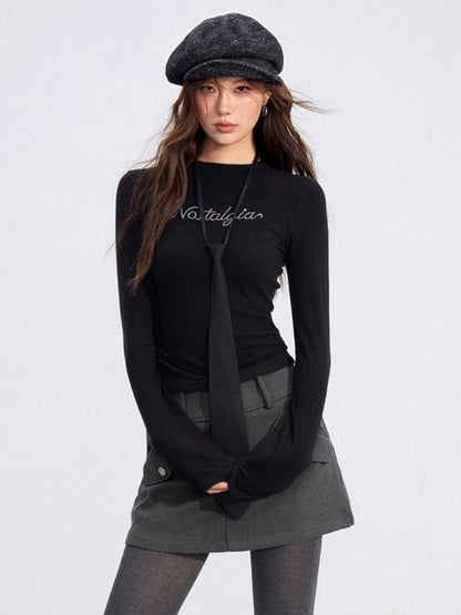 Rhinestone Fleece Knit Top