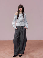 Belted Wide-Leg Tailored Trousers