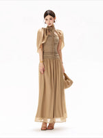 Halter Knit Chiffon Dress