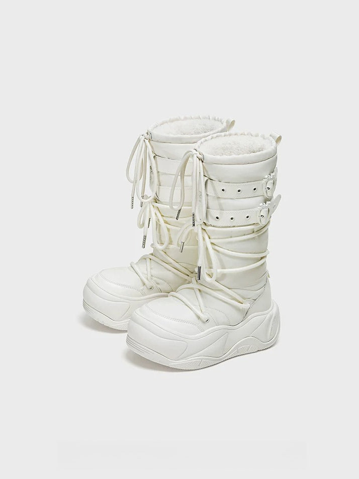 Fleece Platform Snow Boots