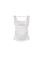Rivet Embellished Small Cowl-Neck Camisole