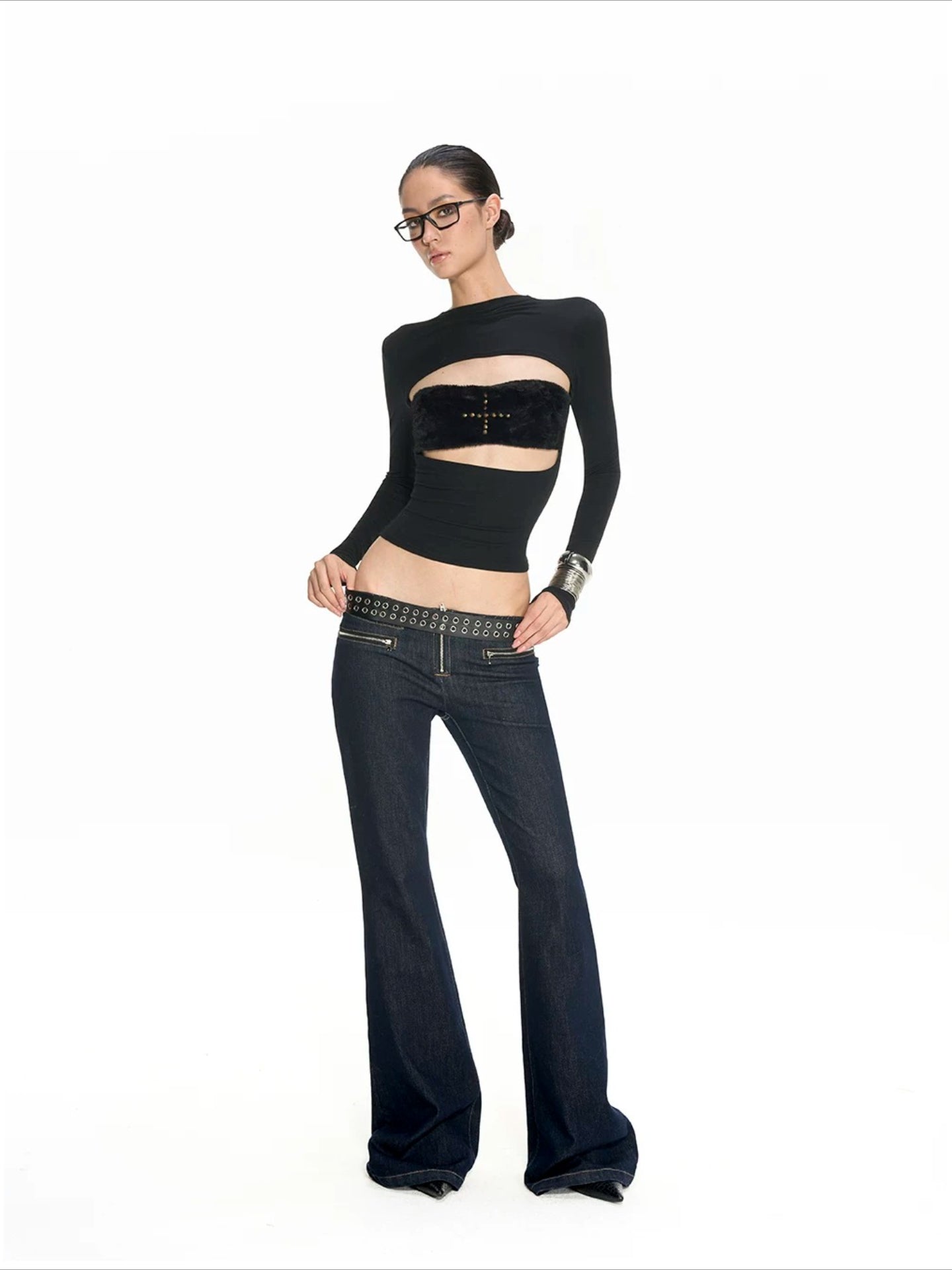 Cross Patchwork Knit Top