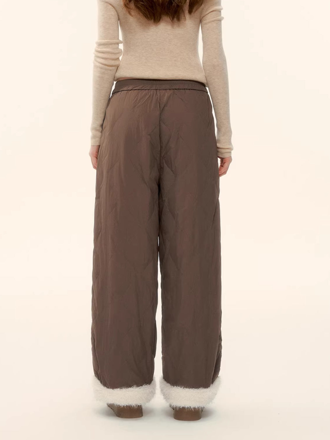 Raw-Hem Patchwork Wide-Leg Pants