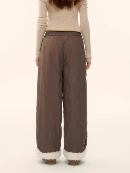 Raw-Hem Patchwork Wide-Leg Pants