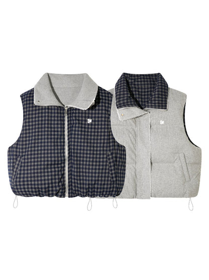 Reversible Check Lace Vest