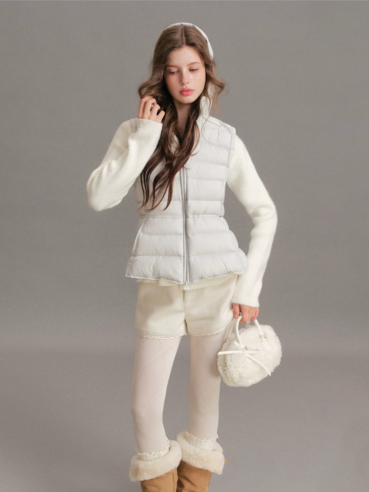 Drawstring Waist Hooded Down Vest