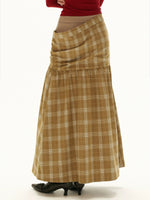 Vintage Plaid Layered Maxi Skirt