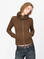 Vintage Wool Fur Collar Cardigan