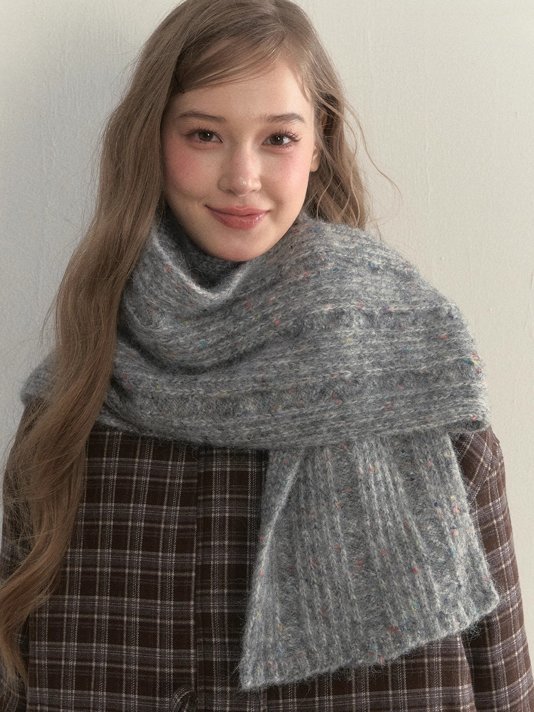 Speckled Cable Wool Scarf