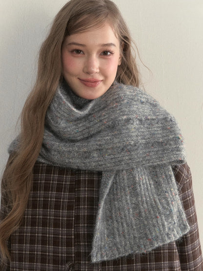 Speckled Cable Wool Scarf